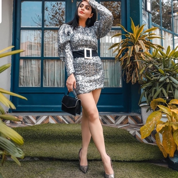 ZARA BELTED SEQUIN DRESS - Picture 4 of 8